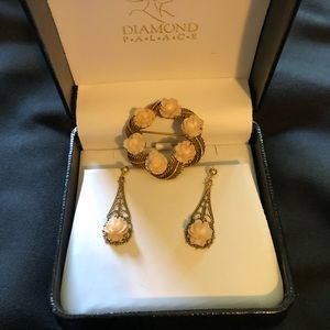 💗antique brooch and earring set